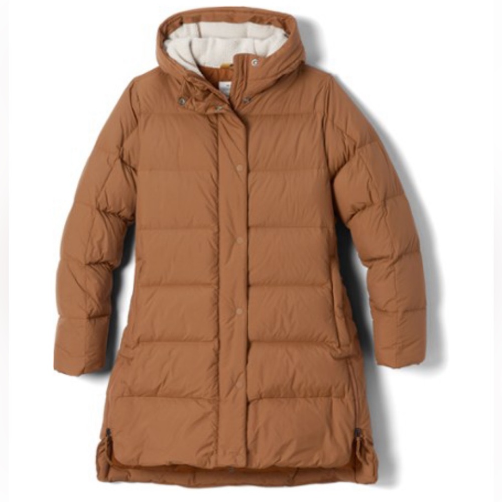 REI Co-op Norseland Parka, color brown, size small, worn once, mid thigh length